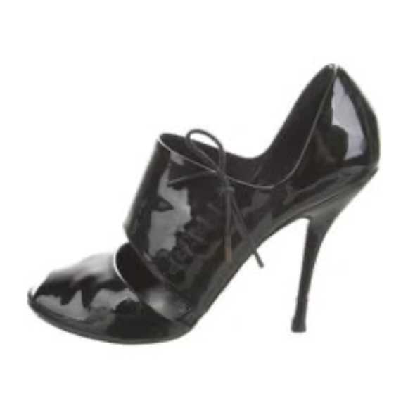 Gucci Patent Leather Peep Toe Patent Leather Booties Booties Sz 8 - Picture 2 of 9